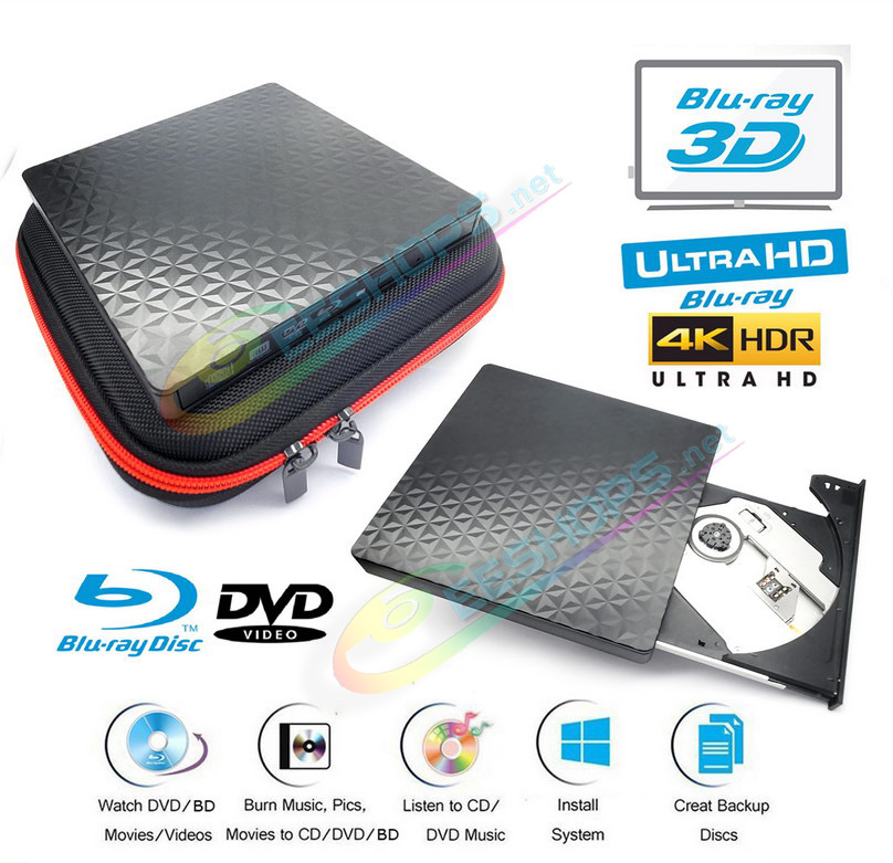 Best USB-C Portable External 4K Ultra HD 3D Blu-ray DVD Movies Player / Burner + Carry Case, Cheap Acer Laptop Aspire 5 3 7 15 E15 A151 Swift X Go 14 Edge 16 Nitro 5 Notebook PC, New 2-in-1 6X BD-RE M-DISC 8X DVD-RW DL CD Writer Drive Free Shipping