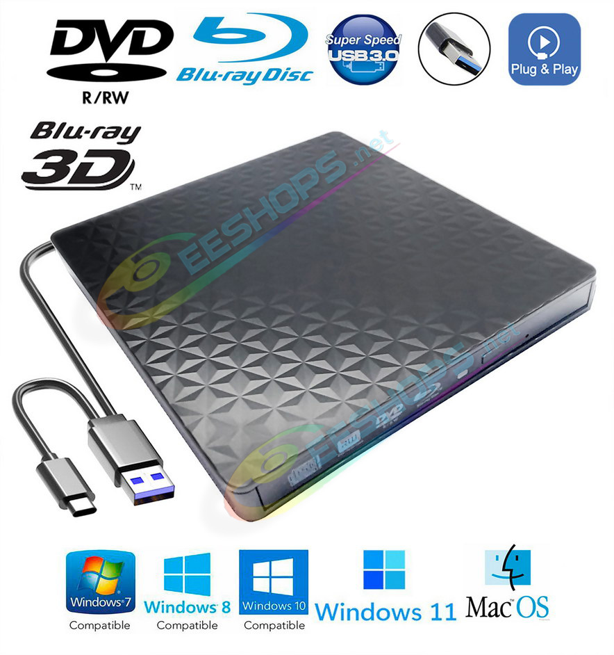 Cheap Ultra-Thin Portable External 6X 3D Blu-ray DVD Burner & Player, Best Acer Aspire Swift 3 5 E 15 E5-575 Nitro 5 17 Predator Helios Triton 300 500 Gaming Laptop, 2-in-1 USB-C BD-RE DVD-R DL 24X CD-RW Writer Optical Drive Optical Drive Free Shipping