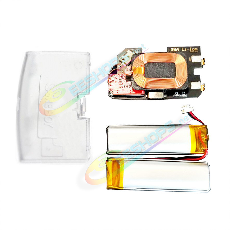 Best Modded Nintendo GameBoy Advance Type-C Dual Battery Pack Wireless Charging Mod Kit Replacement, Cheap Game Boy GBA Handheld Console USB-C Charge 1800 mAh Large Capacity Two Rechargeable Li-ion Batteries Module + Clear Cover Free Shipping