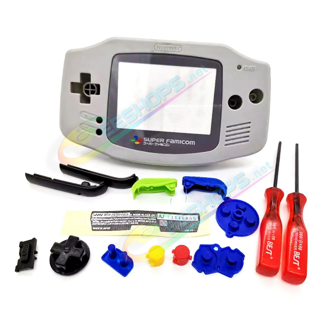 Cheap Nintendo GameBoy Advance Extra Housing Shells Full Set Limited Grey Replacement, Best New GBA Handheld Console, DIY SFC / SNES Edition Outer Case Covers W/ Protective Screen, Buttons, Screws, Tool Free Shipping