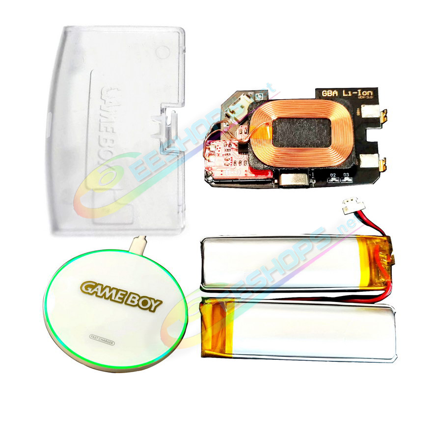 Best Nintendo GameBoy Advance USB-C Charging Mod Kit Dual Rechargeable Batteries Replacement + Wireless Charger, Cheap Game Boy GBA Handheld Console, New DIY Long Life Type-C Charge Modded Two Li-ion Battery Pack Module + Rear Cover Free Shipping