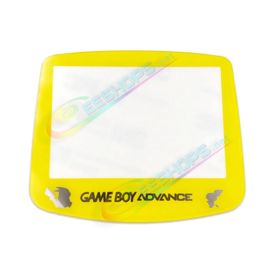 Best Nintendo GameBoy Advanced Glass Mirror Screen Top Protector Cover Pikachu Yellow Color Replacement, Cheap GBA Advance Handheld Console Scratch-Resistant Display Upper Protective Surface + Double-Sided Tape Free Shipping