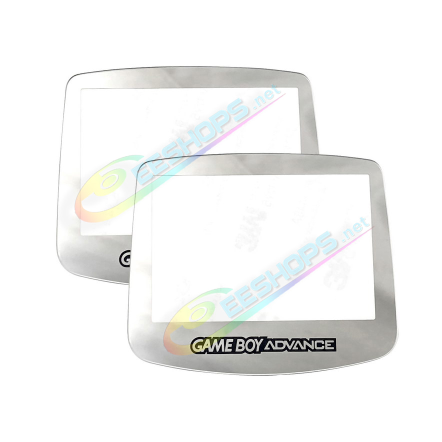 Best Nintendo GameBoy Advanced Glass Mirror Screen Top Protector Cover Silver / Black Logo Replacement, Cheap GBA Advance Handheld Console Scratch-Proof Display Upper Protective Surface + Double-Sided Tape Free Shipping