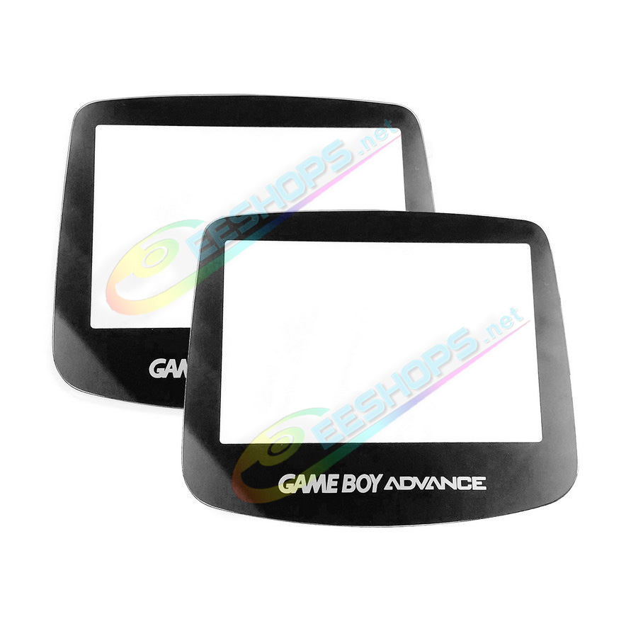 Best Nintendo GameBoy Advance Glass Mirror Black Protective Screen Upper Cover White Logo Pack 2 Replacement, Cheap GBA Advanced Handheld Console Scratch-Proof Top Display Protector Surface with Double-Sided Tape Two PCS Free Shipping