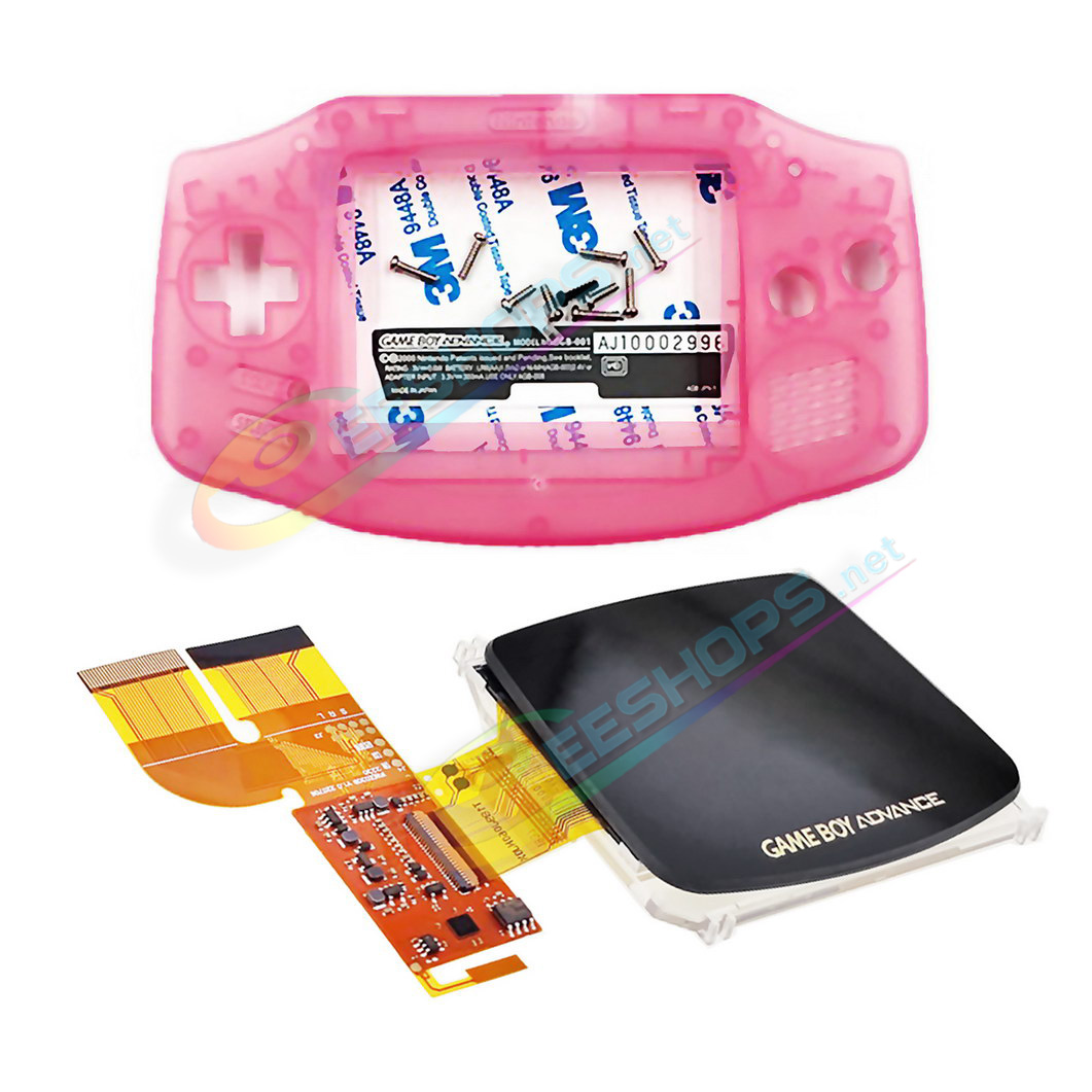 Cheap Nintendo GameBoy Advance IPS Display Mod Kit with Housing Case Clear Shells Pink Color, Best New GBA Handheld Game Console DIY V3.0 Dot by Dot Brighten Screen 100% Fit Module +Special Full Cover Complete Assembly Free Shipping