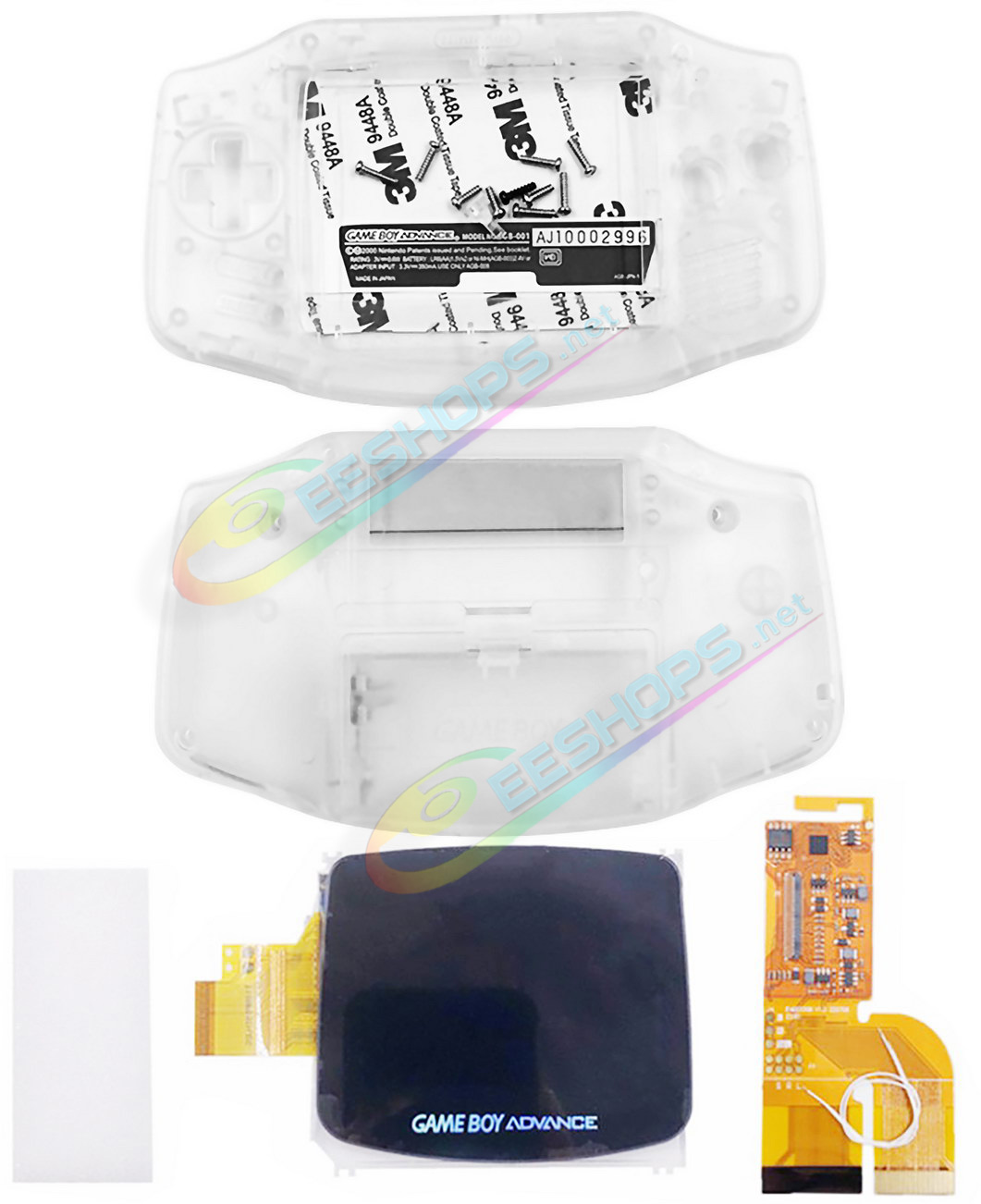 Cheap Nintendo GameBoy Advance IPS Display Screen Mod Kit with Housing Case Shells Transparent, Best New GBA Handheld Game Console V3.0 Dot by Dot Brighten LCD Module + Clear Special 100% Fit Full Cover Complete Assembly Free Shipping