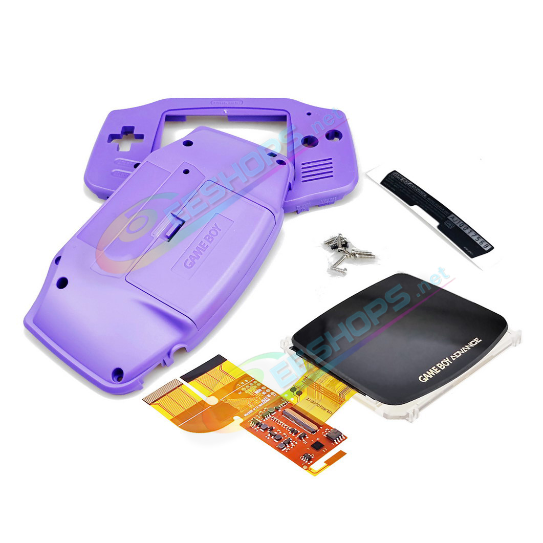 Cheap Nintendo GameBoy Advance IPS Display Screen Mod Kit with Housing Case Shells Violet Purple, Best New GBA Handheld Game Console V3.0 Dot by Dot Brighten LCD Module + Special 100% Fit Full Cover Complete Assembly Free Shipping