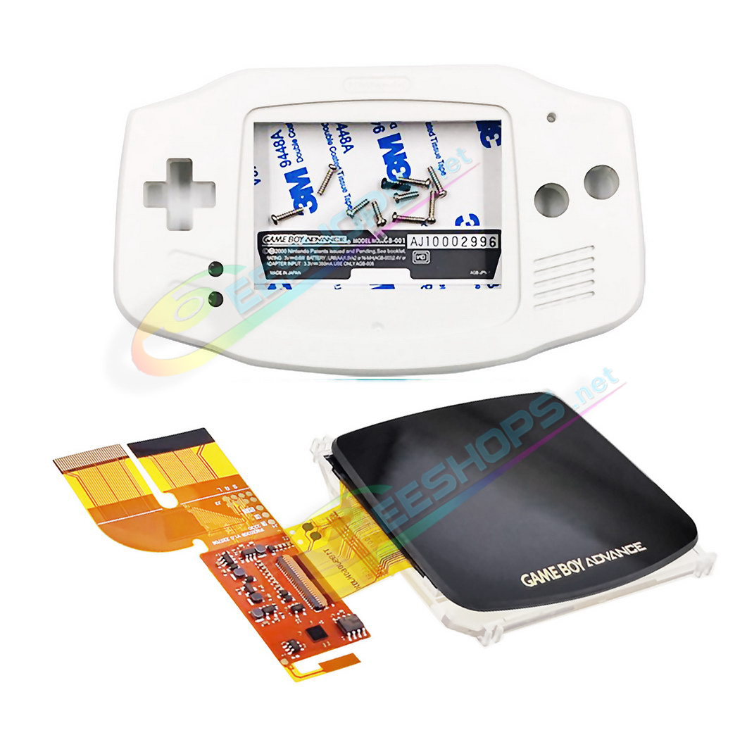 Cheap Nintendo GameBoy Advance IPS Display Screen Mod Kit with Housing Case Shells White, Best New GBA Handheld Game Console V3.0 Dot by Dot Brighten LCD Module + Special 100% Fit Full Cover Complete Assembly Free Shipping