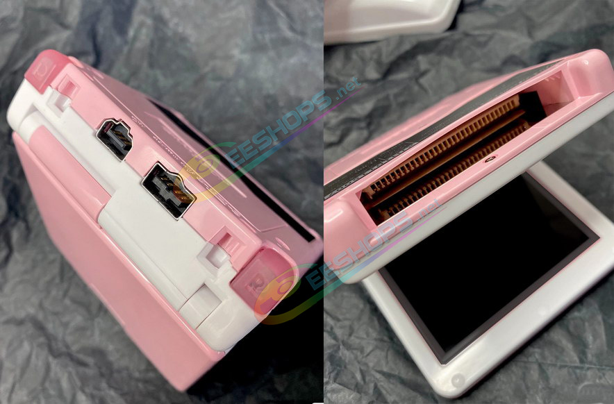 Customized Nintendo GameBoy Advance SP Extra Housing Case Glossy Pink & White + IPS Screen Mod Kit Replacement, Best GBA SP Handheld Game Console, Girls' Colors Mixing High Quality Shells Enclosure + V4 Lamination Display + Buttons Set Free Shipping