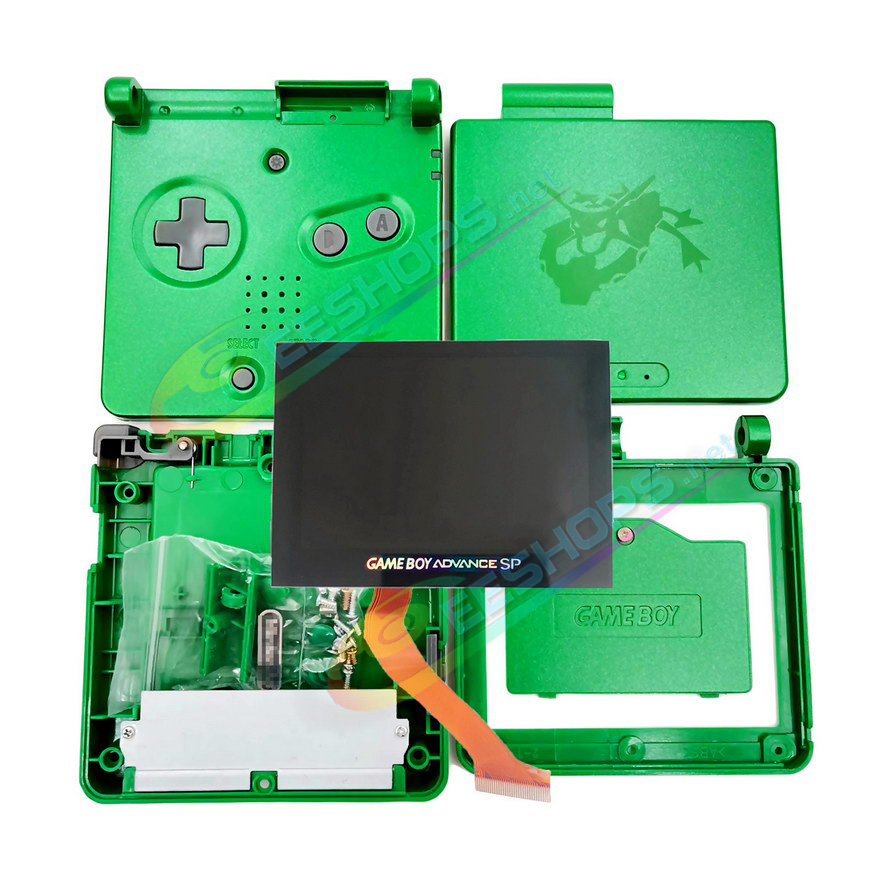 Cheap Nintendo GameBoy Advance SP Laminated IPS Screen Mod + Limited Emerald Housing Case Green Replacement, Best Game Boy Advanced GBA SP Handheld Console, New V4 High Brightness LCD Display Module + Outer Enclosure Set + Open Tools Free Shipping