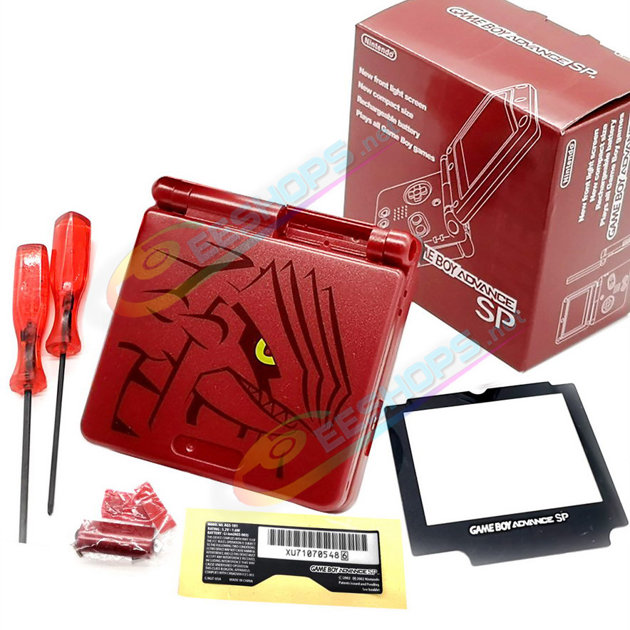 Cheap Nintendo GameBoy Advance SP Extra Housing Case Shells Full Set Red Groudon Edition + Collection Box Replacement, Game Boy Advanced GBA SP Handheld Console, DIY Outer Enclosure Cover + Screen Cover, Buttons, Screws, Stickers, Tools Free Shipping