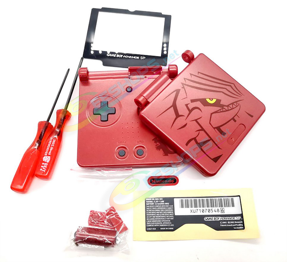 Cheap Nintendo GameBoy Advance SP Extra Housing Case Shells Full Set Red Groudon Edition + Collection Box Replacement, Game Boy Advanced GBA SP Handheld Console, DIY Outer Enclosure Cover + Screen Cover, Buttons, Screws, Stickers, Tools Free Shipping