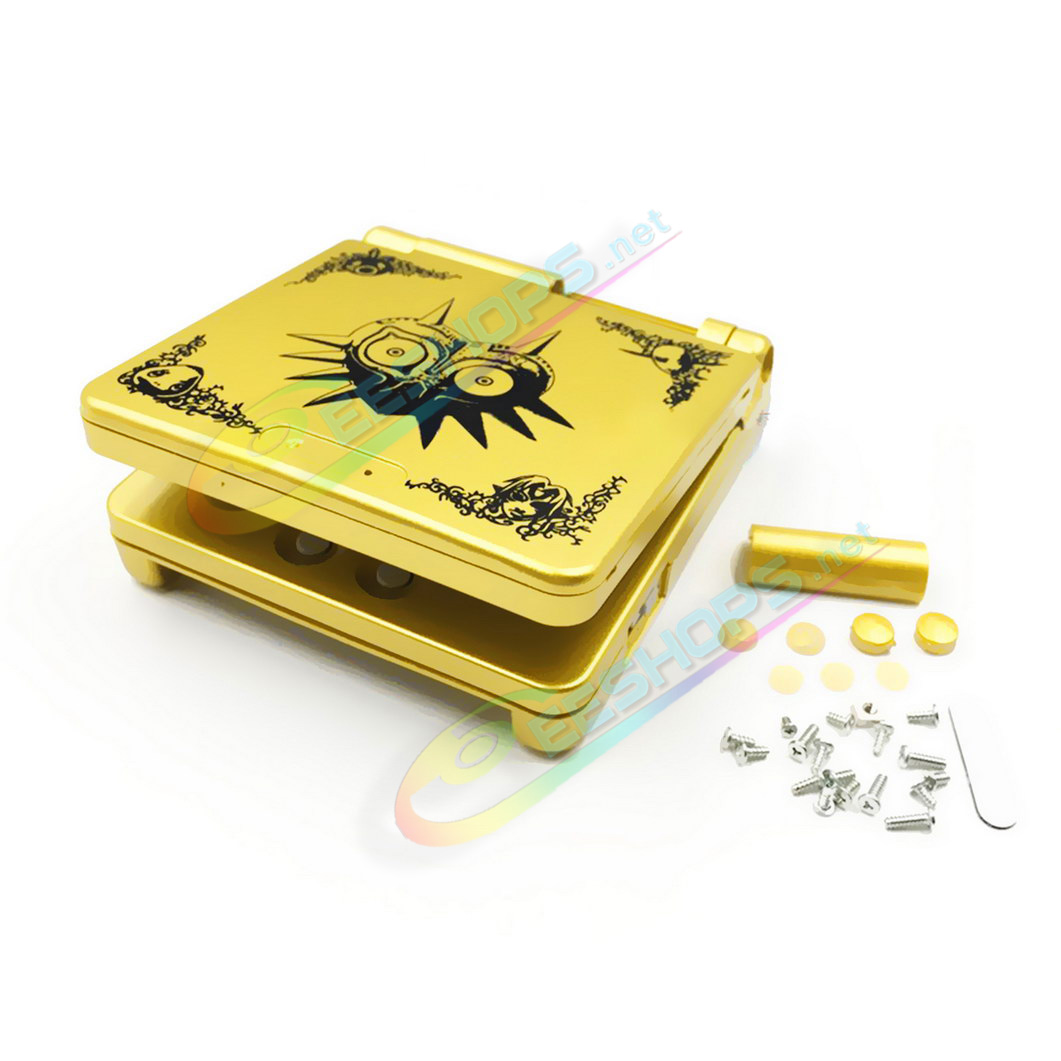 Best Cheap New Nintendo GameBoy Advance GBA SP Extra Housing Case Limited Zelda Gold Shell Replacement, GBASP Mezula Mask Edition Outer Enclosure Covers w/ Grey Buttons, Screws, Plugs, Sticker Free Shipping