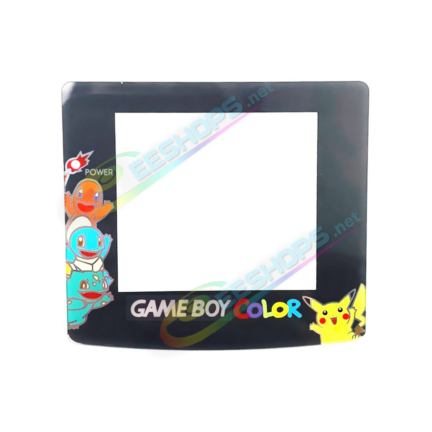 Best Nintendo GameBoy Color Extra Glass Mirror Screen Protector Top Cover Pokemon Edition Colorful Replacement, Cheap Game Boy GBC Handheld Console Scratch-Resistant Dustproof Display Protection Surface + Double-Sided Tape Free Shipping