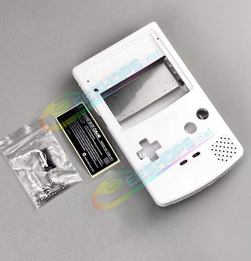 Customized Nintendo GameBoy Color Cyan IPS Screen Kit + Extra White Housing Case Replacement, Best Game Boy GBC Handheld Console, New DIY Full Lamination Brightening LCD Display Mod + Special Outer Enclosure Shells + Buttons, Tool Set Free Shipping