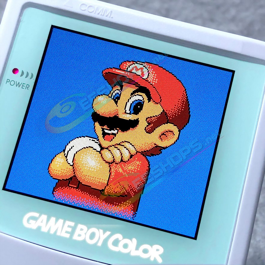 Customized Nintendo GameBoy Color Cyan IPS Screen Kit + Extra White Housing Case Replacement, Best Game Boy GBC Handheld Console, New DIY Full Lamination Brightening LCD Display Mod + Special Outer Enclosure Shells + Buttons, Tool Set Free Shipping