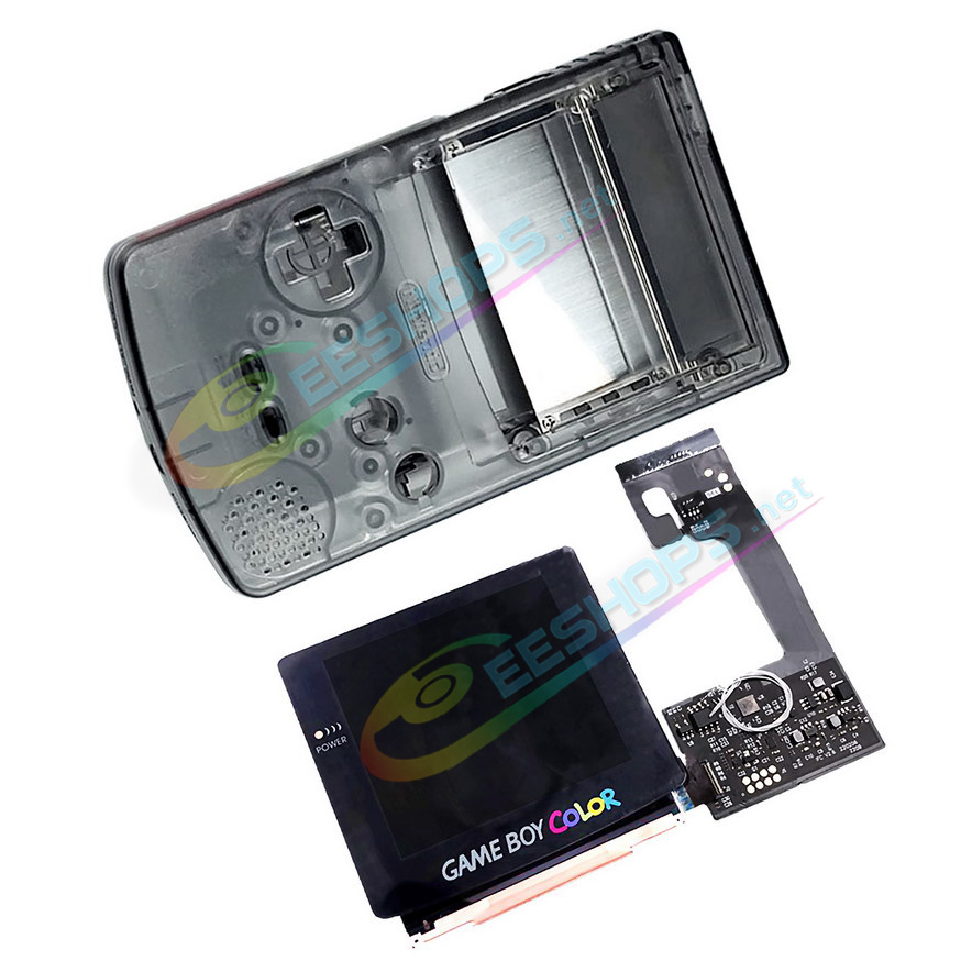 Cheap Nintendo GameBoy Color Laminated IPS Screen + Clear Black Housing Case Kit Replacement, Best Game Boy GBC Handheld Console, Customized Full Lamination 2.6 Inch Dot-by-Dot High-Brightness Large LCD Display + Special Outer...