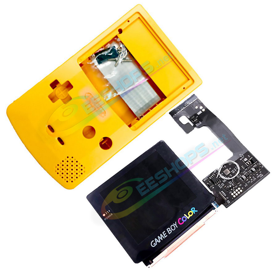 Cheap Nintendo GameBoy Color Laminated IPS Screen Black + Yellow Housing Case Replacement, Best Game Boy GBC Handheld Console, Customized Full Lamination 2.6 Inch Large Dot-by-Dot High-Brightness LCD Display + Special Enclosure...