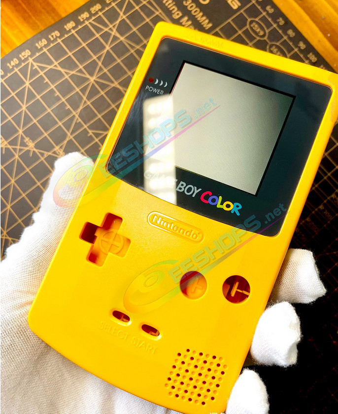 Best Nintendo GameBoy Color Laminated Screen Full Lamination Display + Pikachu Yellow Housing Case Replacement, Cheap Game Boy GBC Handheld Console, Non-Air-Gap Dust Proof Laminator LCD + Special High-Quality Enclosure Shells No Cutting Free Shipping