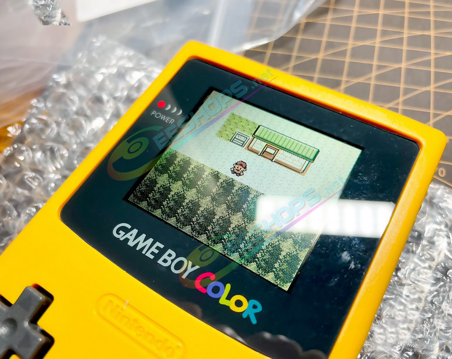 Best Nintendo GameBoy Color Laminated Screen Full Lamination Display + Pikachu Yellow Housing Case Replacement, Cheap Game Boy GBC Handheld Console, Non-Air-Gap Dust Proof Laminator LCD + Special High-Quality Enclosure Shells No Cutting Free Shipping