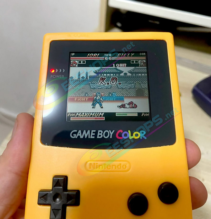 Best Nintendo GameBoy Color Laminated Screen Full Lamination Display + Pikachu Yellow Housing Case Replacement, Cheap Game Boy GBC Handheld Console, Non-Air-Gap Dust Proof Laminator LCD + Special High-Quality Enclosure Shells No Cutting Free Shipping