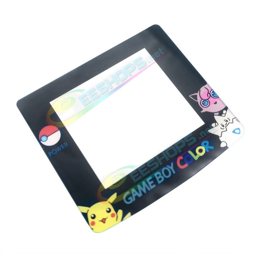 Cheap Nintendo GameBoy Color Extra Glass Screen Protective Cover Replacement Pokemon Kirby Limited Edition, Best Game Boy GBC Handheld Game Console, Colorful Scratch-Resistant Sharpness Display Mirror Black Surface w/ 3M Adhesive Tape Free Shipping