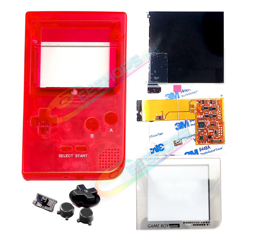 Cheap Nintendo GameBoy Pocket IPS Screen Mod +  Housing Case Kit Classic GB Grey Kit Replacement, Best Game Boy GBP Handheld Game Console, Customized Dot-by-Dot High Brightness LCD Display Moddule + Glass Protective Cover + Buttons Set Free Shipping