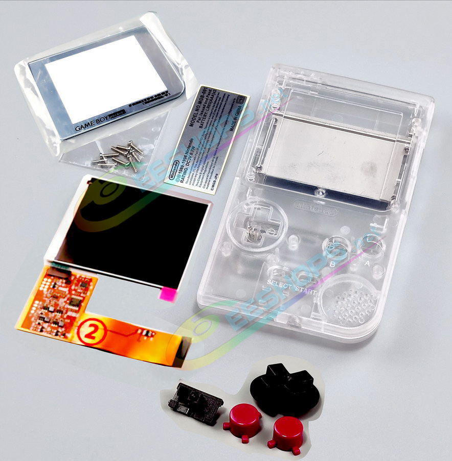 Cheap Nintendo GameBoy Pocket IPS Screen Mod Kit +  Clear Housing Case + Famitsu Glass Cover Replacement, Best Game Boy GBP Handheld Console, Customized Dot-by-Dot High Brightness LCD Display + Transparent Outer Enclosure + Buttons Set Free Shipping