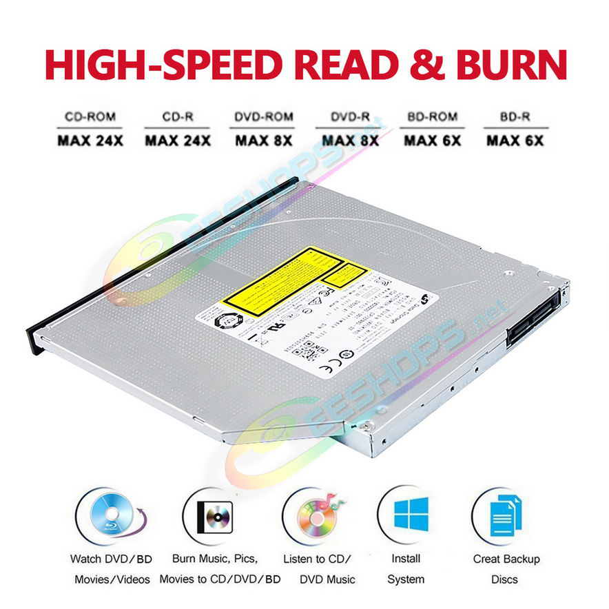 Genuine Hitachi-LG BU40N Laptop Internal 4K Ultra HD 3D Blu-ray Player M-Disc BD-RE Burner, Super Multi UHD-BD Writer 4X BD-R TL QL BDXL 100GB 128GB 6X BD-R DL 50GB 8x DVD+/-R DVD-RAM 24X CD-R Recorder 9.5mm Slim SATA Tray Optical Drive Free Shipping