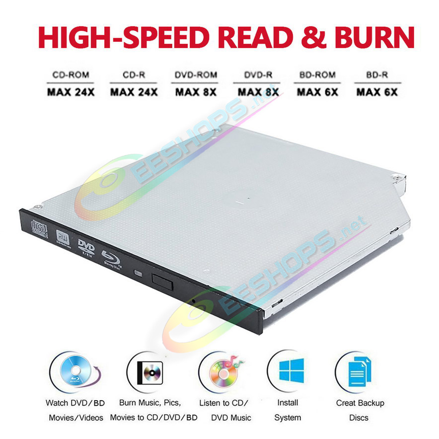 Genuine Hitachi-LG BU50N Laptop Internal 4K Ultra HD 3D Blu-ray Player M-Disc BD-RE Burner, Super Multi UHD-BD Writer 4X BD-R TL QL BDXL 100GB 128GB 6X BD-R DL 50GB 8x DVD+/-R DVD-RAM 24X CD-R Recorder 9.0mm Slim SATA Tray Optical Drive Free Shipping