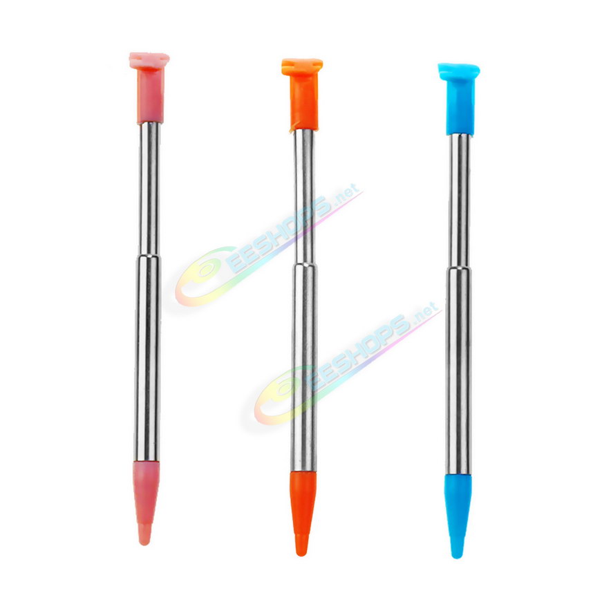 Cheap New Nintendo 2DS XL LL Telescopic Metal Touch Pen Pack 3 Set Replacement, Best 2DSXL 2DSLL New2DSXL / LL Consoles Blue / Orange / Pink Telescoping Pencil Resistance Touchpen Three Colors Spare Parts Accessories Free Shipping