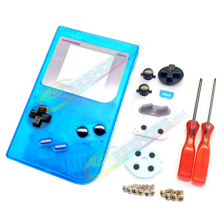 Best Nintendo GameBoy Extra Housing Case Shell Replacement Luminous Clear Yellow Pokemon Limited Edition, Cheap Game Boy DMG-01 Fat Handheld Console, Outer Enclosure + Pikachu Screen Cover, Buttons, Screws, Pads, Sticker, Tool Full Set Free Shipping