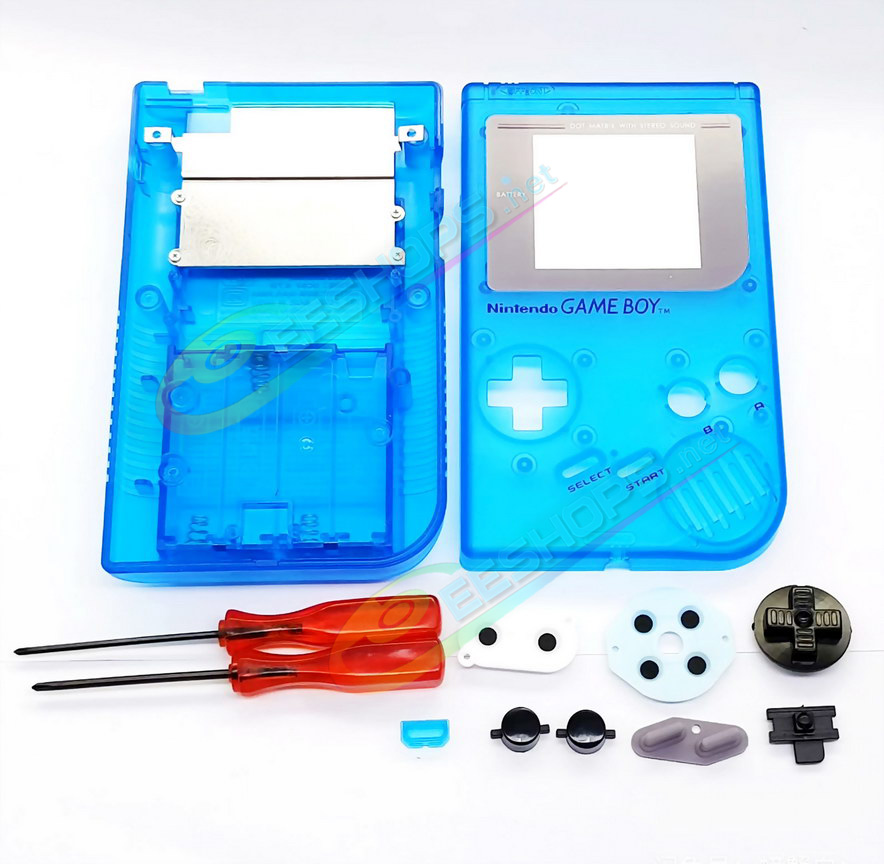 Best Nintendo GameBoy Extra Housing Case Shell Replacement Luminous Clear Yellow Pokemon Limited Edition, Cheap Game Boy DMG-01 Fat Handheld Console, Outer Enclosure + Pikachu Screen Cover, Buttons, Screws, Pads, Sticker, Tool Full Set Free Shipping