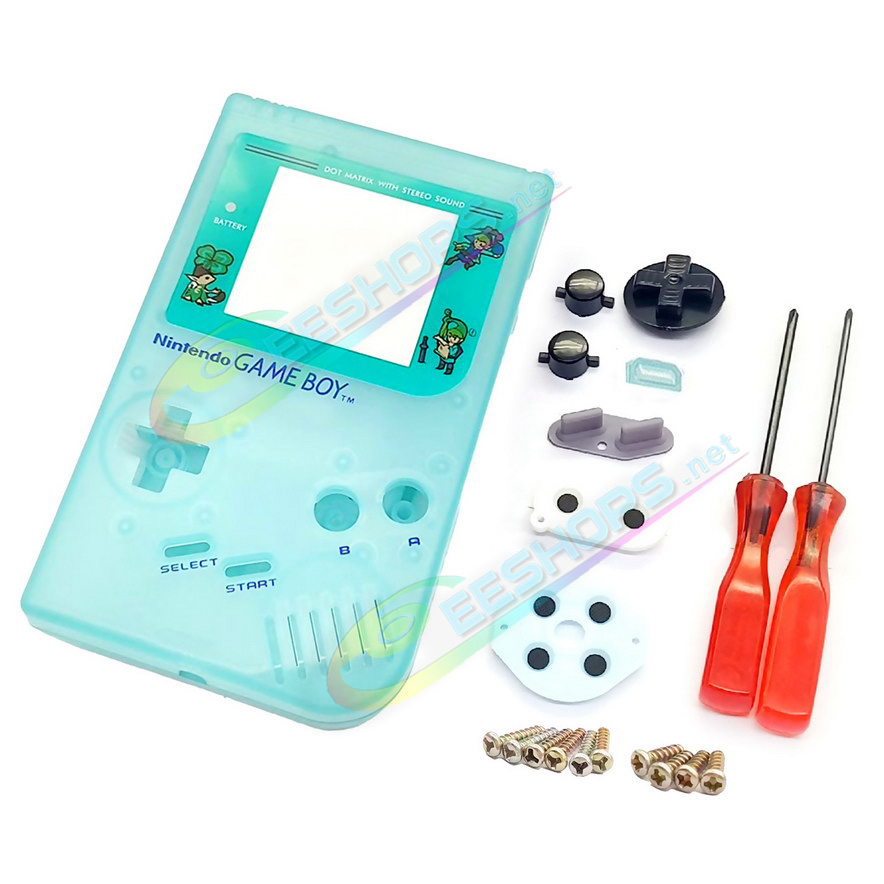 Cheap Nintendo GameBoy Extra Housing Case Shells Full Set Official Classic Grey Color Replacement, Best Game Boy DMG-01 Original Fat Handheld Console, DIY Outer Enclosure + Protective Screen Cover + Buttons + Rubber Pads + Repair Tool Free Shipping