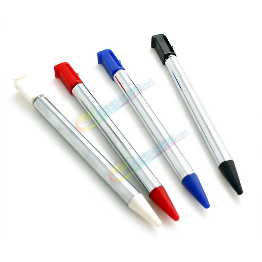 Cheap Nintendo 3DS Extra Stylus Telescoping Metal Touch Pens Pack 4 Set Replacement, Best Old 3DS Small Handheld Game Console, Red / White / Black / Blue Telescopic Pencil Touchpen Four Colors Spare Parts Accessories Free Shipping