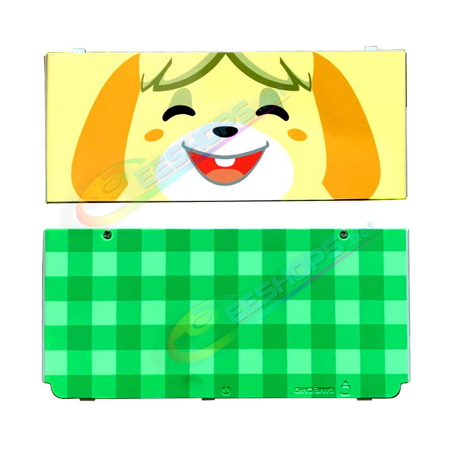 Cheap Nintendo New 3DS Extra Faceplate Shells Replacement Animal Crossing Puppy Isabelle Edition, Cheap New3DS Small Handheld Game Console, Yellow & Green Dog Top / Bottom Cover Plates Coverplate White Backplate 2 PCS Set Accessories Free Shipping