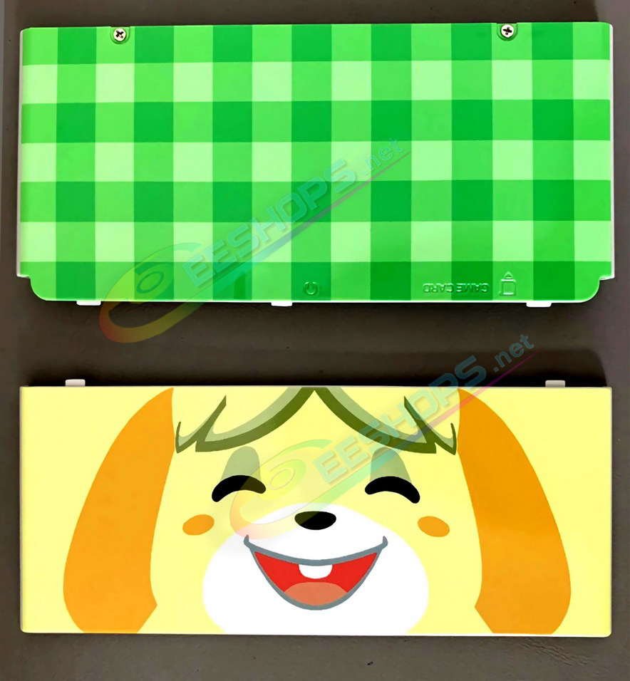 Cheap Nintendo New 3DS Extra Faceplate Shells Replacement Animal Crossing Puppy Isabelle Edition, Cheap New3DS Small Handheld Game Console, Yellow & Green Dog Top / Bottom Cover Plates Coverplate White Backplate 2 PCS Set Accessories Free Shipping