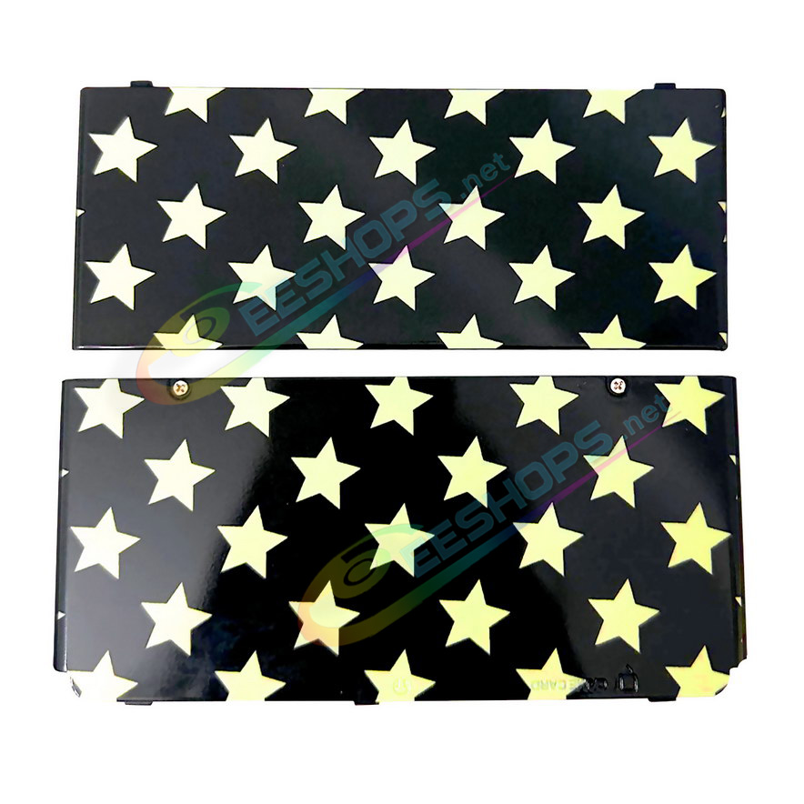 Cheap Nintendo New 3DS Extra Faceplate Shells Replacement Black & Golden Stars Limited Edition, Best New3DS Small Handheld Game Console, Customized Golden-Star Pattern Top / Bottom Cover Plates A/E Coverplate Backplate 2 PCS Accessories Free Shipping