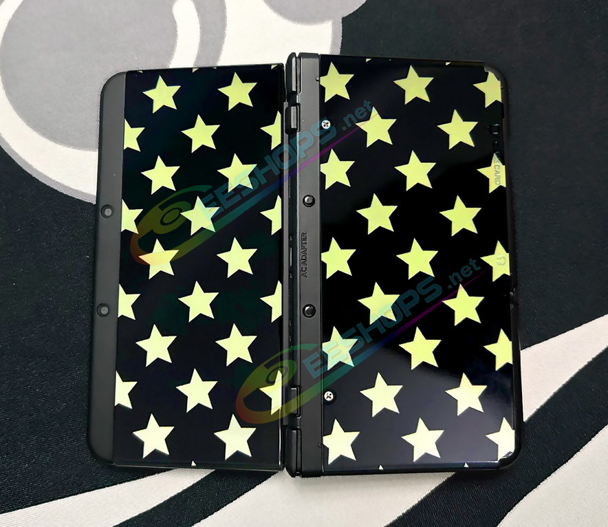 Cheap Nintendo New 3DS Extra Faceplate Shells Replacement Black & Golden Stars Limited Edition, Best New3DS Small Handheld Game Console, Customized Golden-Star Pattern Top / Bottom Cover Plates A/E Coverplate Backplate 2 PCS Accessories Free Shipping