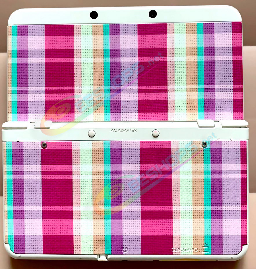 Cheap Nintendo New 3DS Extra Faceplate Shells Replacement Colored Stripe Cloth Pattern, Best New3DS Small Handheld Game Console, Custom Colorful Top / Bottom Cover Plates A/E Coverplate White Backplate 2 PCS Set Spare Parts Accessories Free Shipping