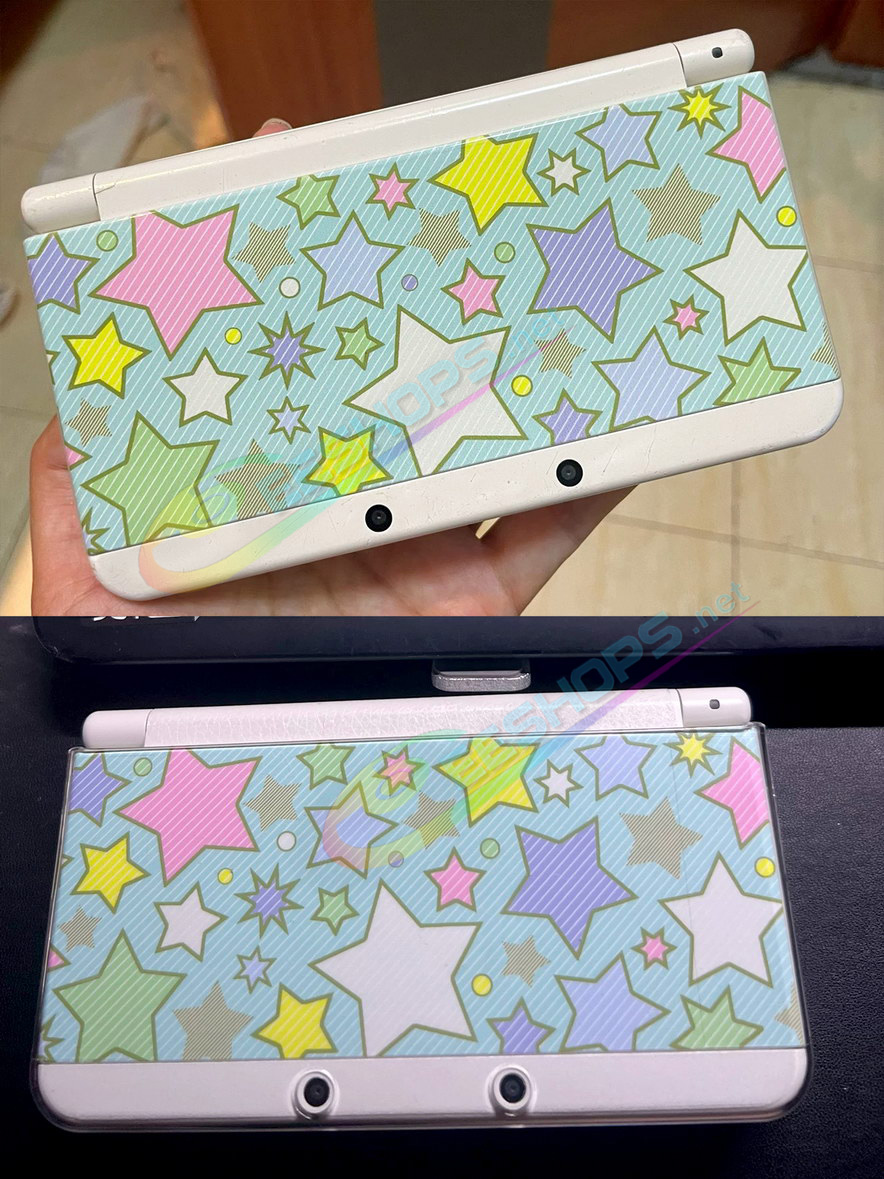 Cheap Nintendo New 3DS Extra Faceplate Shells Replacement Multi-Colored Stars Pattern, Best New3DS Small Handheld Game Console, DIY Colorful Star Top / Bottom Cover Plates A/E Coverplate White Backplate 2 PCS Set Spare Parts Accessories Free Shipping