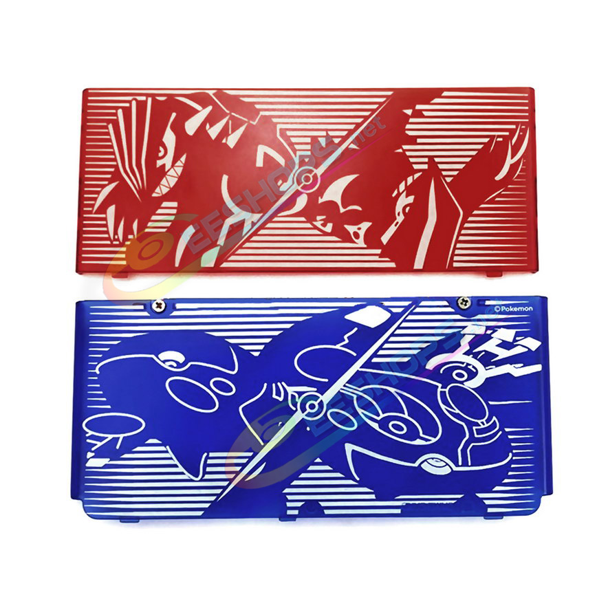 Cheap Nintendo New 3DS Extra Faceplate Replacement Clear Cover Plates Pokemon Ruby & Sapphire, Best New3DS Small Handheld Game Console, Semi-Transparent Limited Edition Red & Blue Top & Bottom Outer Shells Coverplate Set Accessories Free Shipping