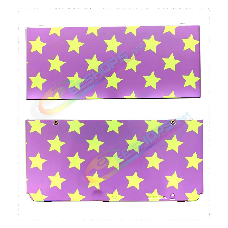 Cheap Nintendo New 3DS Extra Faceplate Shells Replacement Purple & Golden Stars Limited Edition, Best New3DS Small Handheld Game Console, Customized Gold-Star Top / Bottom Cover Plates A/E Coverplate White Backplate 2 PCS Set Accessories Free Shipping