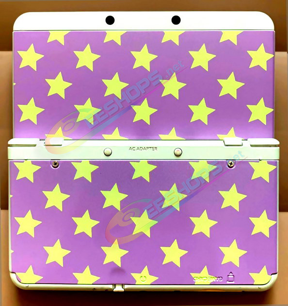 Cheap Nintendo New 3DS Extra Faceplate Shells Replacement Purple & Golden Stars Limited Edition, Best New3DS Small Handheld Game Console, Customized Gold-Star Top / Bottom Cover Plates A/E Coverplate White Backplate 2 PCS Set Accessories Free Shipping