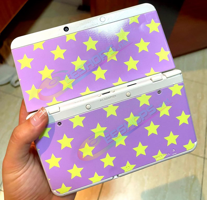 Cheap Nintendo New 3DS Extra Faceplate Shells Replacement Purple & Golden Stars Limited Edition, Best New3DS Small Handheld Game Console, Customized Gold-Star Top / Bottom Cover Plates A/E Coverplate White Backplate 2 PCS Set Accessories Free Shipping