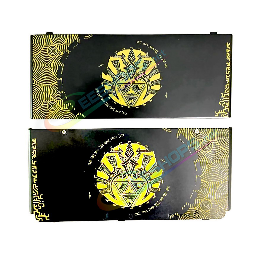 Best Nintendo New 3DS Extra Cover Plates Shells Replacement The Legend of Zelda: Tears of the Kingdom Limited Edition, Cheap New3DS Small Handheld Console, Customized Gold Embossed Top / Bottom Faceplate Coverplate Black Backplate Set Free Shipping