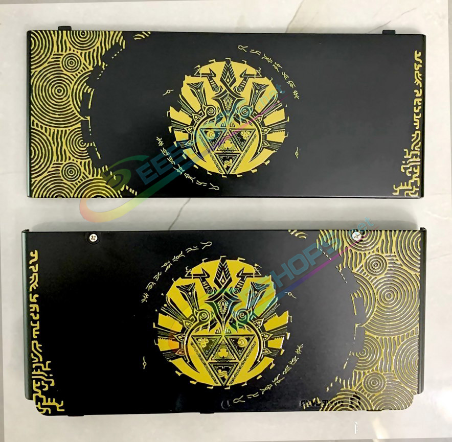 Best Nintendo New 3DS Extra Cover Plates Shells Replacement The Legend of Zelda: Tears of the Kingdom Limited Edition, Cheap New3DS Small Handheld Console, Customized Gold Embossed Top / Bottom Faceplate Coverplate Black Backplate Set Free Shipping