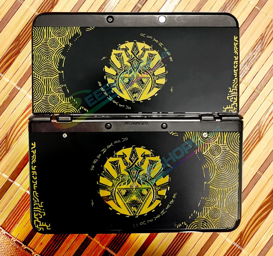 Best Nintendo New 3DS Extra Cover Plates Shells Replacement The Legend of Zelda: Tears of the Kingdom Limited Edition, Cheap New3DS Small Handheld Console, Customized Gold Embossed Top / Bottom Faceplate Coverplate Black Backplate Set Free Shipping