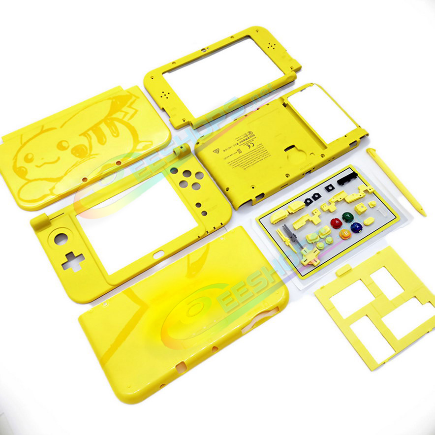 Cheap New Nintendo 3DS XL LL Extra Housing Case Shells Complete Replacement Pikachu Yellow, Best New3DS XL/LL 3DSXL 3DSLL Handheld Console, Pokemon Limited Edition Enclosure 5 Cover Plates + Buttons, Screws, Protector, Stylus, Pads Set Free Shipping