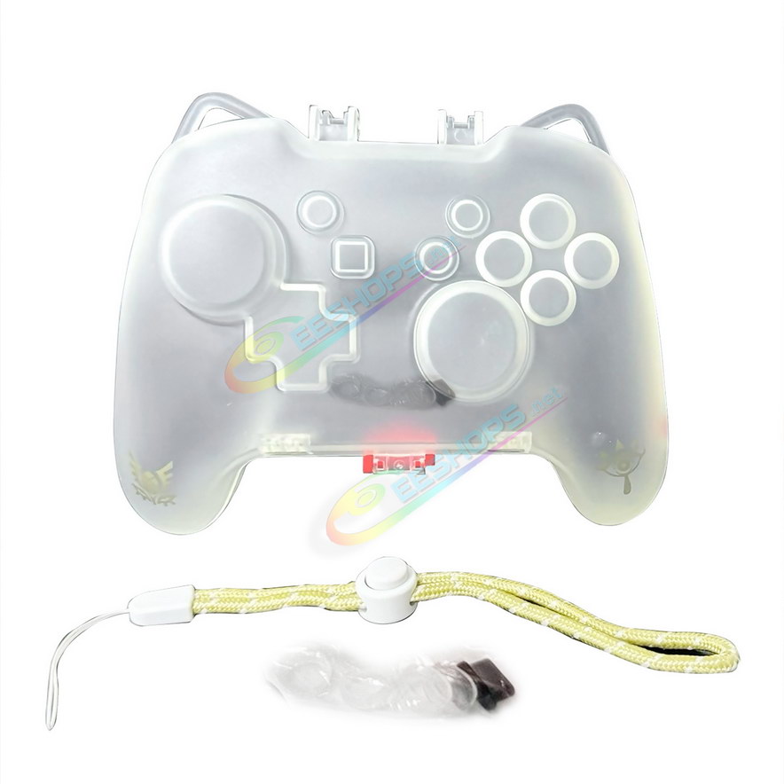 Best Nintendo Switch Pro Wireless Controller Protective Hard Storage Case Clear White Tears of the Kingdom Edition, Cheap Frosted Shaped Impact-Resistant Pressure-proof Carrying Protection Case + Hand Strap + Dust Plug / Ring Free Shipping